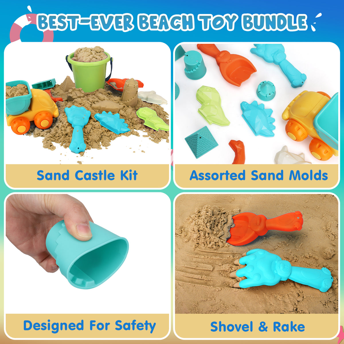  Toyvelt Kinetic Sand Toys for Toddlers - Dinosaur Play Sand Kit  Includes, 3 Lbs Sand, 3 Trucks, Dinosaur Sand Molds, Tray, Modeling Tools  and Accessories for Boys and Girls Ages 3-10