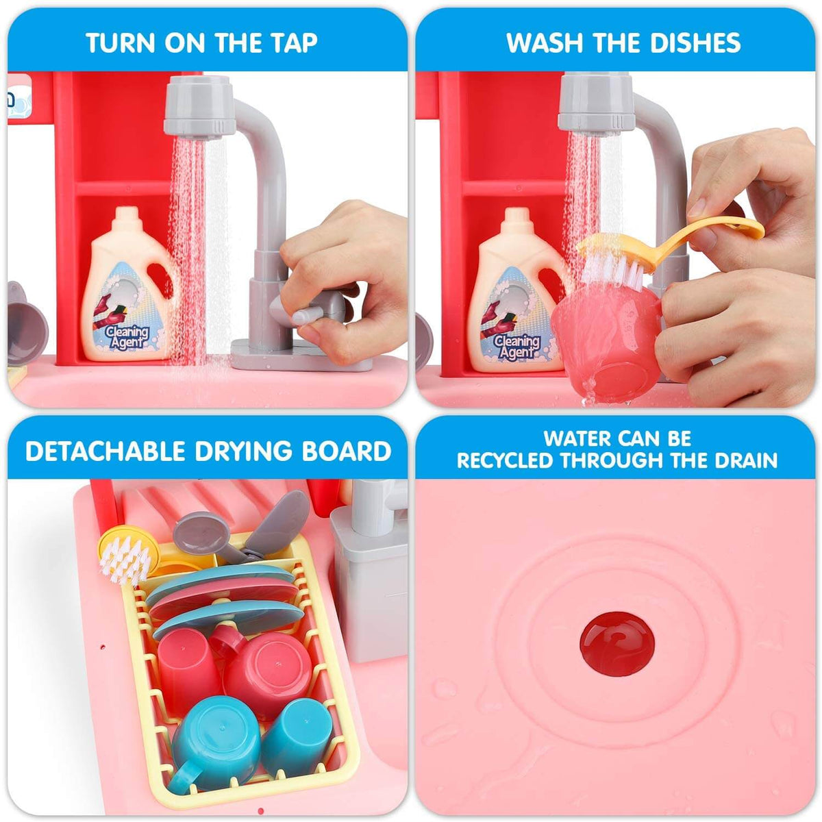 Kitchen Sink Toy For Toddlers - 17 Pieces Kitchen Sink Toy Set - Play22usa  : Target