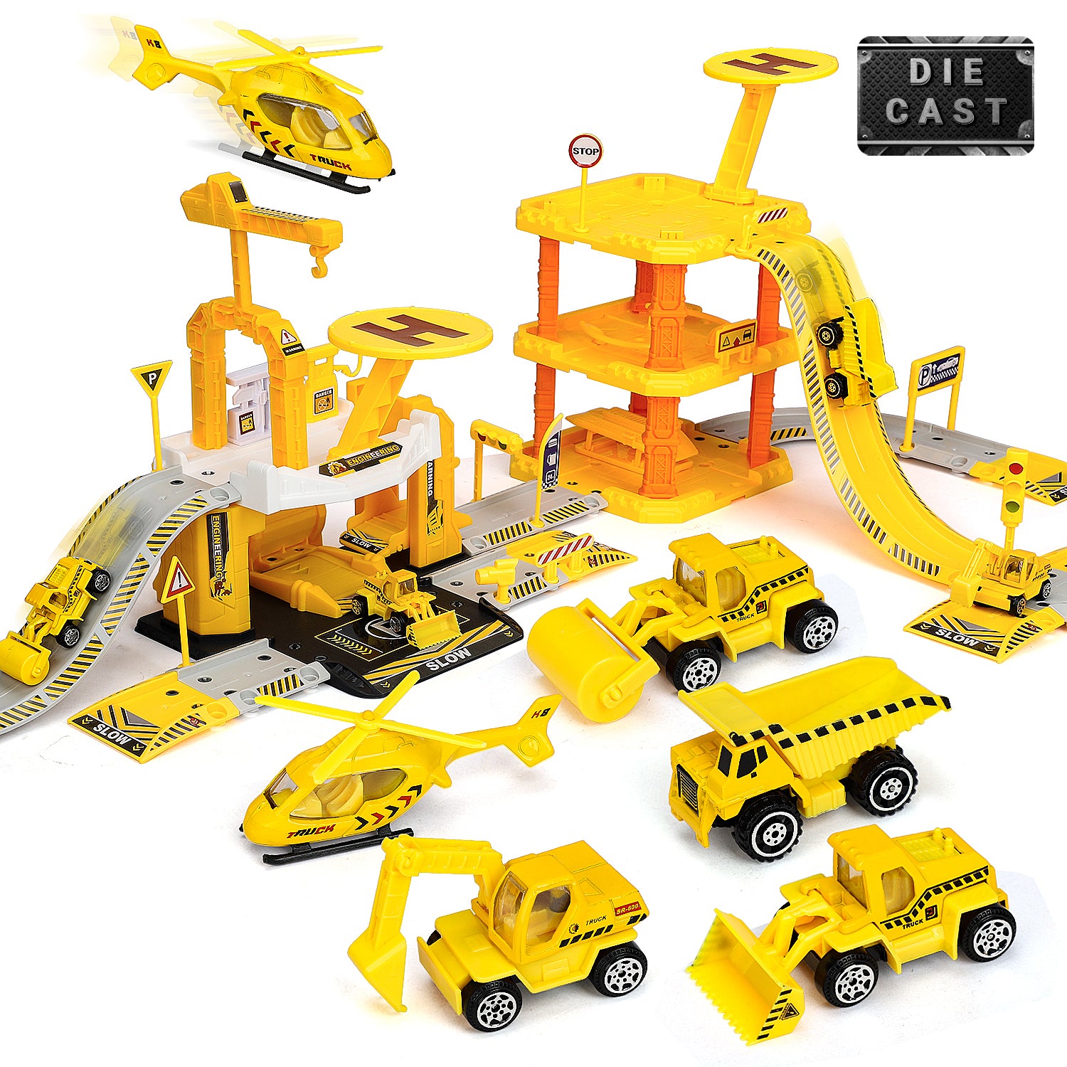 Construction Toys Set With Buildable Matchbox Car Track