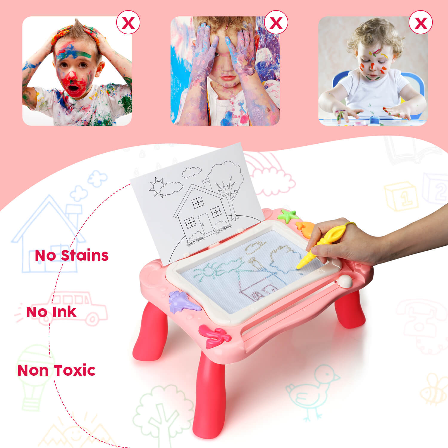 Kids Magnetic Drawing Board Magnetic Pads – Magnetic Board Sketch Pad for  Kids, Erasable Educational Writing Drawing