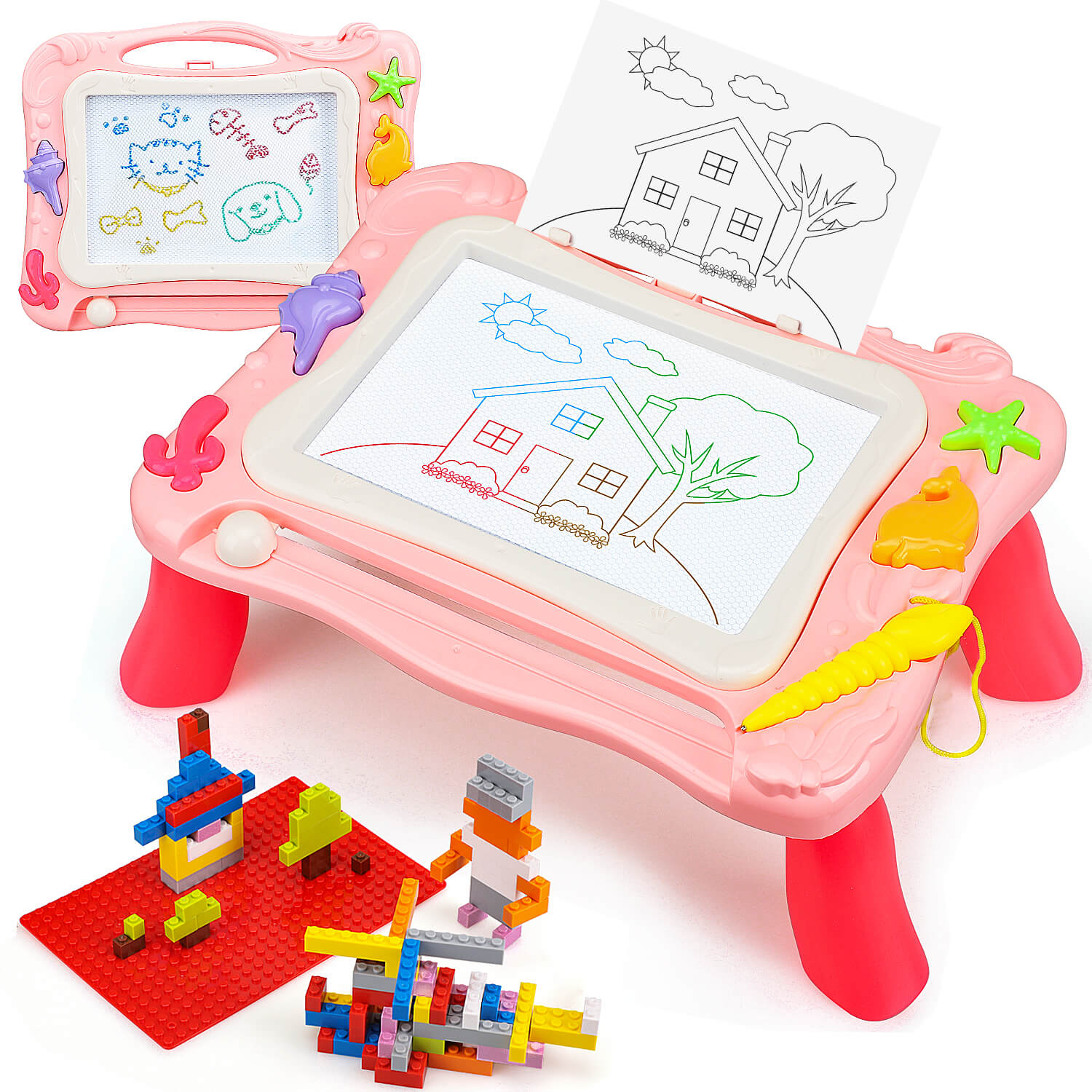 2 in 1 Block Activity Table & Magnetic Drawing Boards