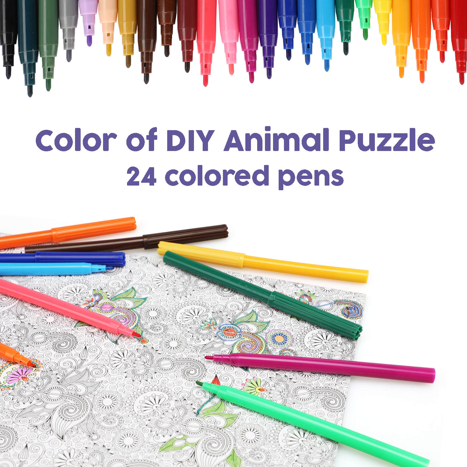 3D Coloring Puzzle Set - 6 Animals Puzzles
