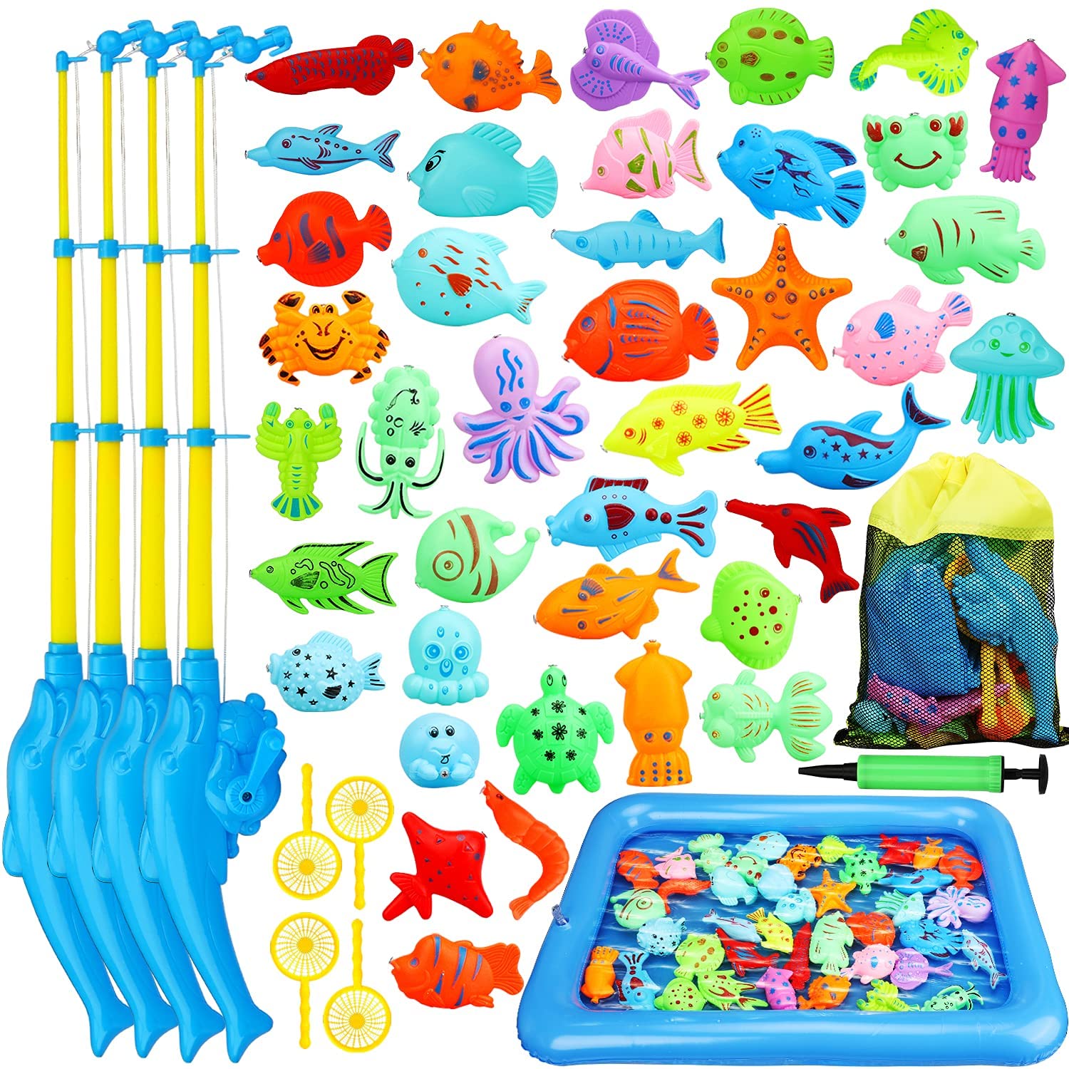 Kids Magnetic Fishing Game - 4 fishing rods