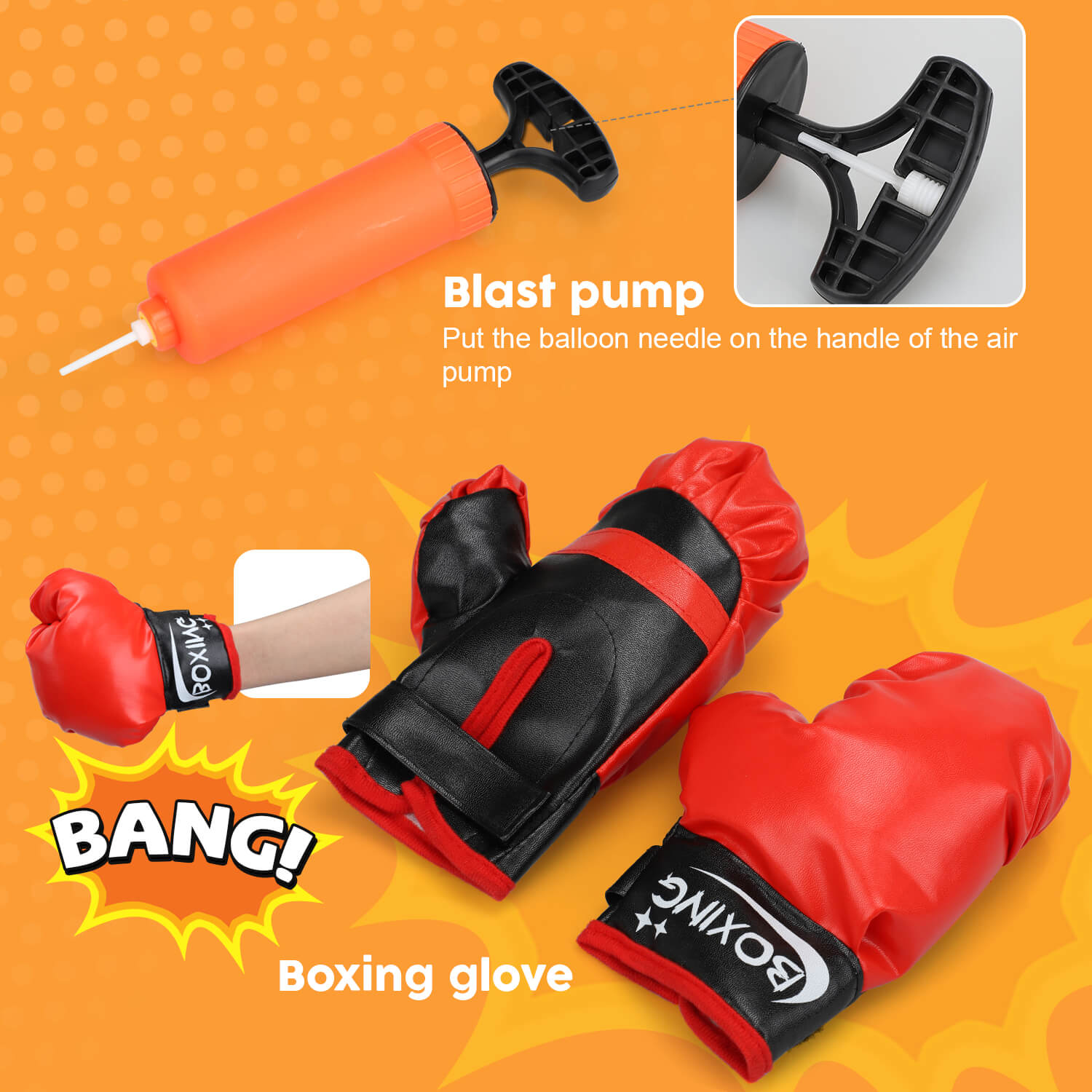 FUN LITTLE TOYS Punching Bag for Kids with Boxing Gloves, Ages 3